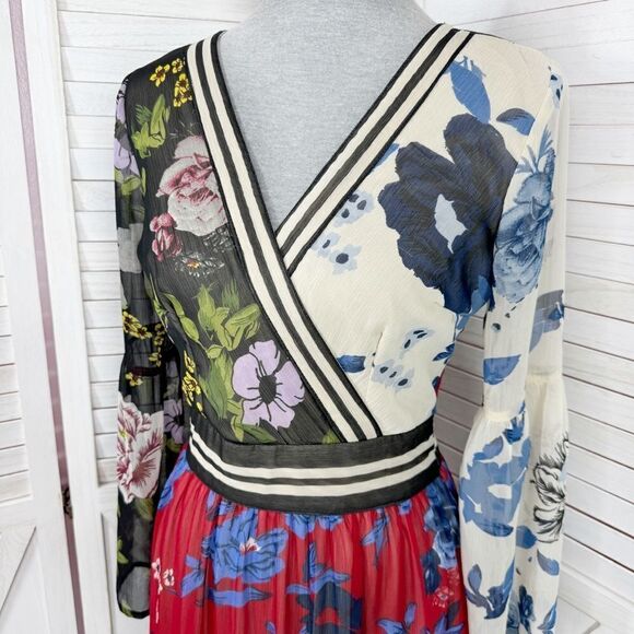 Kaktus Floral Patternblock Patchwork Tiered Maxi Dress Small Cottagecore Boho - Picture 5 of 14